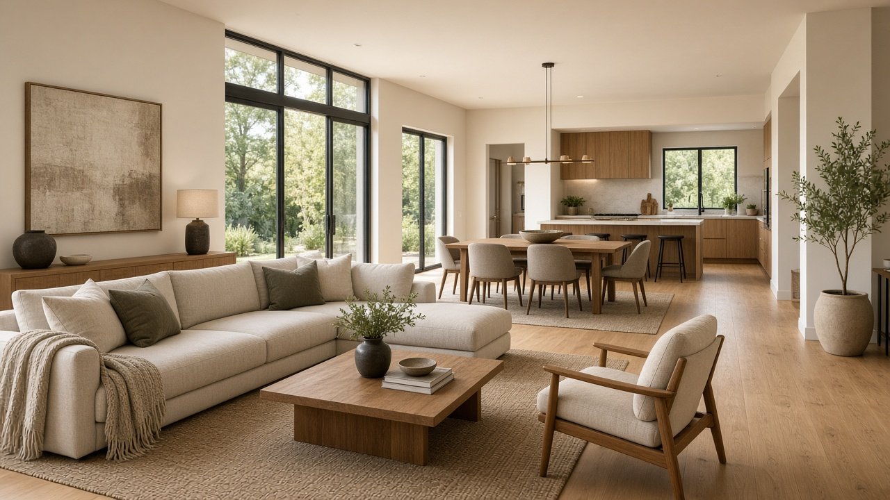 Modern home interior in Hosur with living, dining, and a modular kitchen